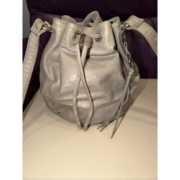 Hobo International Handbags - Hobo International Grey leather bucket crossbody bag with a drawstring closure